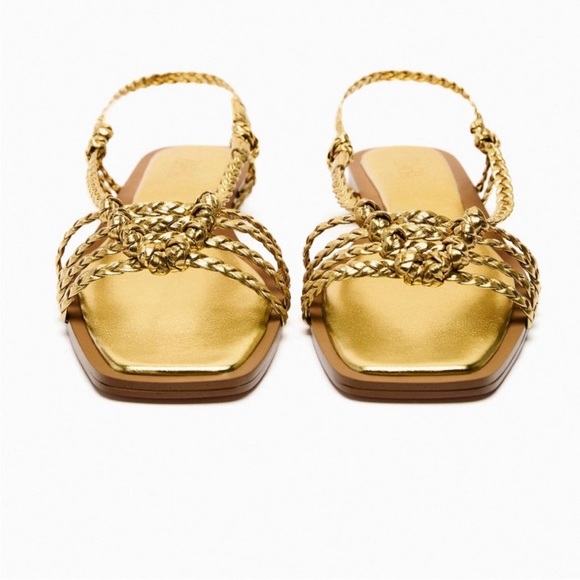 Zara Strappy Gold Sandals - Picture 4 of 9
